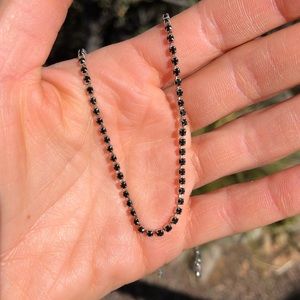 Dainty black & silver “tennis” choker necklace